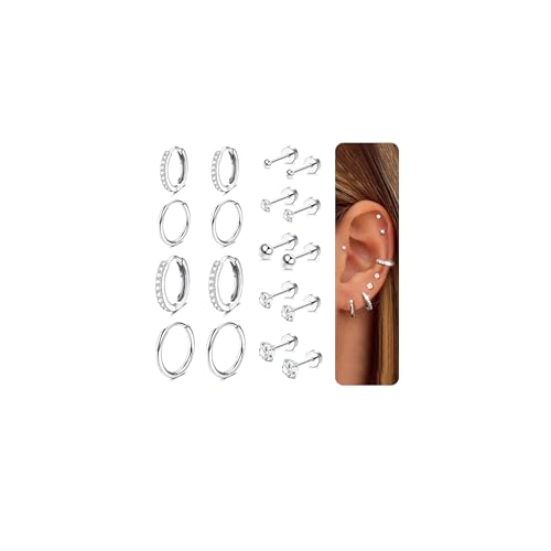 Cassieca 9 Paar Ohrring Set Ohrstecker Silber 316l