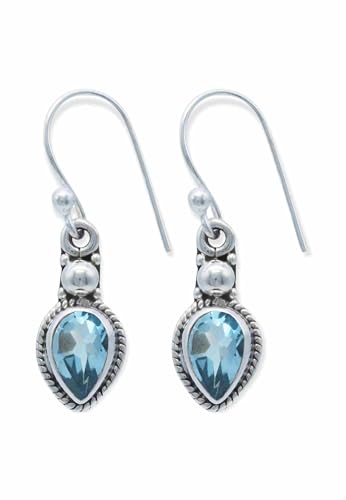 Ohrringe 925 Silber Blau Topas Hellblauer Stein Edelstein