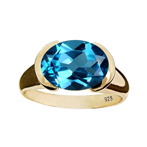 Gems Vibes London Blauer Topas Ring 925er Sterlingsilber