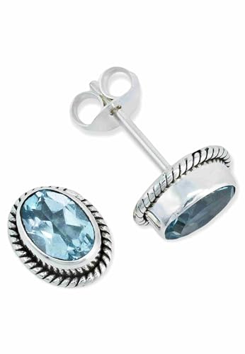 Ohrstecker 925 Silber Blau Topas Hellblauer Stein Edelstein