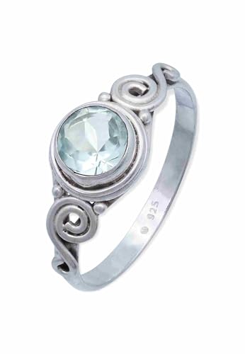 Mantraroma Ring Silber 925 Damen Blau Topas Edelstein