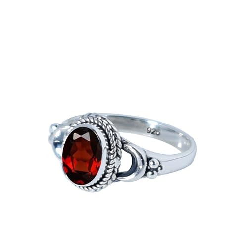 Gems Vibes Roter Granat Ring 925er Sterlingsilber Ring