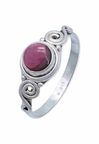 Mantraroma Ring Silber 925 Damen Granat Edelstein Rot