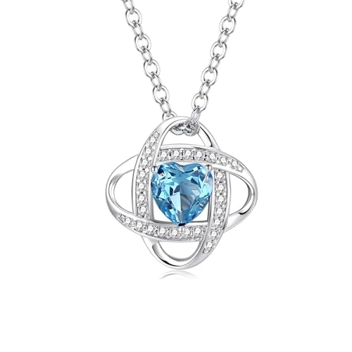 Fancime Blau Topas Halskette Damen Dezember Geburtsstein Kette