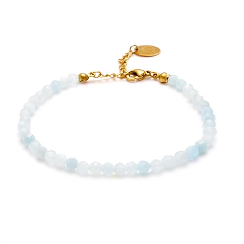 Bergerlin Aquamarin Fu Kette Hell Blau Facettiertes Blaues