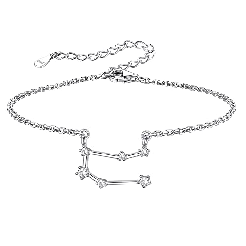 Silvora Schlicht Zirkon Sternzeichen Fu Kettchen Mit Zwillinge