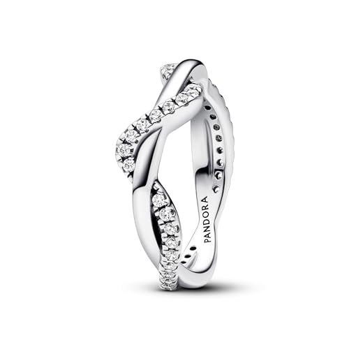 Pandora Timeless Funkelnde Verschlungene Welle Ring Aus Sterling