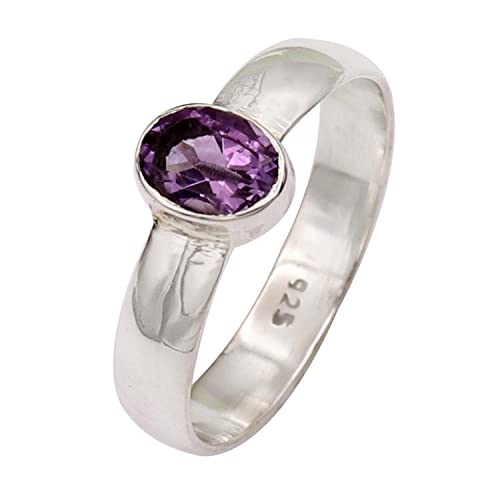 Goyal Jewels Amethyst Edelstein Silber Ring Massiv 925