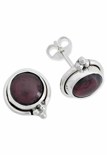 Ohrstecker 925 Silber Granat Roter Stein Edelstein Ohrringe