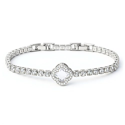 Averelle Tennisarmband Damen Silber Mit Kleeblatt 18k Wei