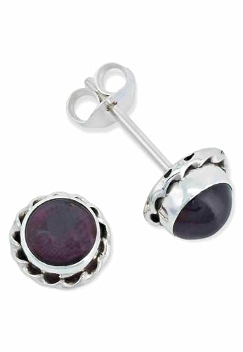 Ohrstecker 925 Silber Granat Roter Stein Edelstein Ohrringe