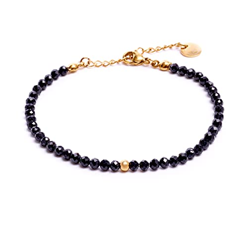 Bergerlin Turmalin Armband Schwarz Facettiertes Schwarzes Armband Gold