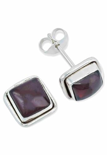 Ohrstecker 925 Silber Granat Roter Stein Edelstein Ohrringe