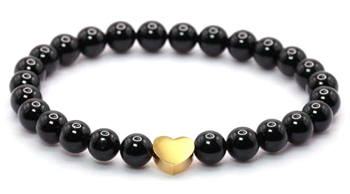 Echtes Schwarzer Turmalin Edelstein Armband Mit 6mm Perlen