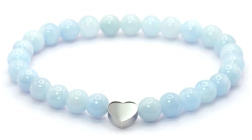Echtes Aquamarin Aaa Edelstein Armband Mit 6mm Perlen