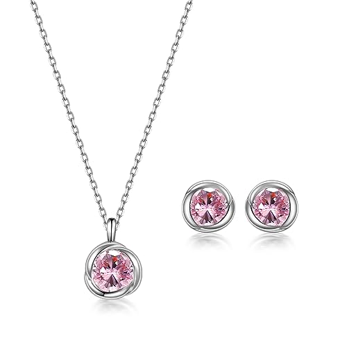 Immobird Schmuck Set Damen April Geburtssteine Silber 925