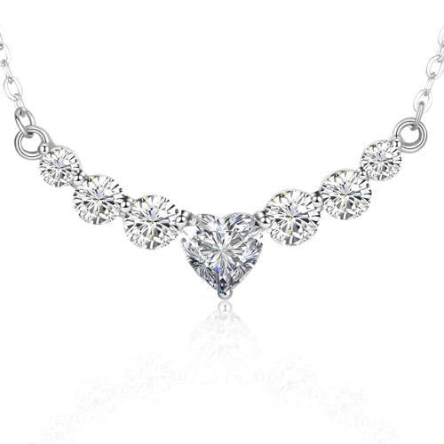 Moissanit Halskette Kette Damen Herzkette Schmuck Herz Anh