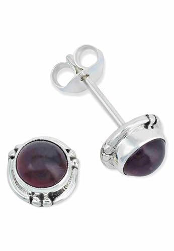 Ohrstecker 925 Silber Granat Roter Stein Edelstein Ohrringe