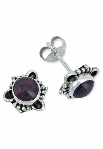 Ohrstecker 925 Silber Granat Roter Stein Edelstein Ohrringe