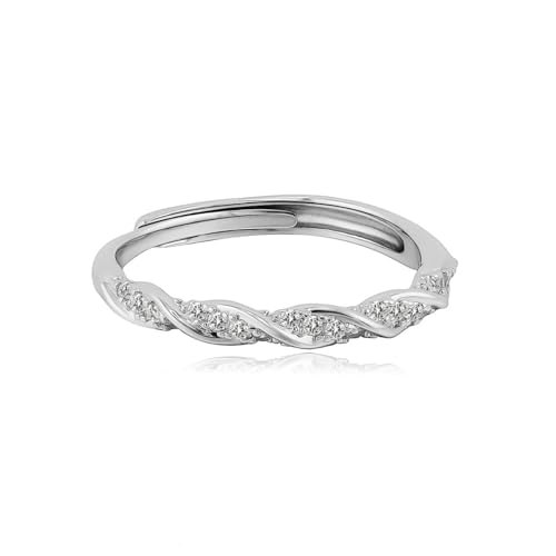 Zxfad 925 Sterling Silber Damenring Verstellbarer Twist Ewigkeit