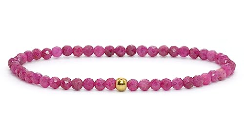 Echtes Rubin Edelstein Armband Mit Facettierten 3mm Perlen