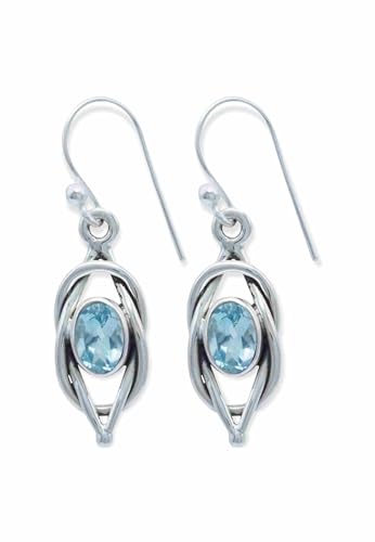 Ohrringe 925 Silber Blau Topas Hellblauer Stein Edelstein