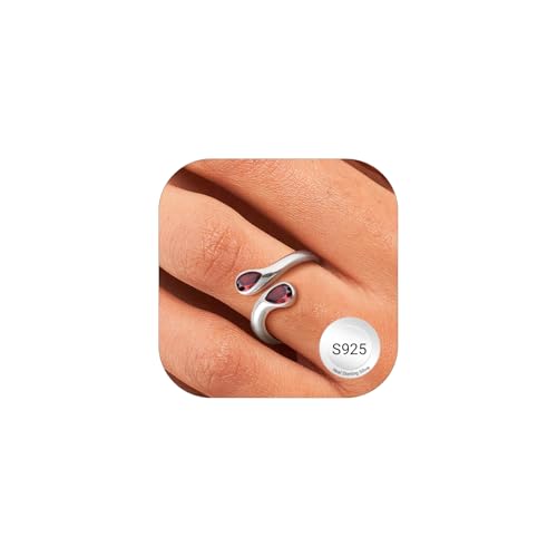 Bestyle Granat Ring Damen Silber 925 Verstellbare Teardrop