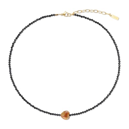 Coai Edelstein Perlenkette Aus 2 Mm Schwarzen Turmalinperlen