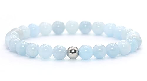 Echtes Aquamarin Aaa Edelstein Armband Mit 6mm Perlen
