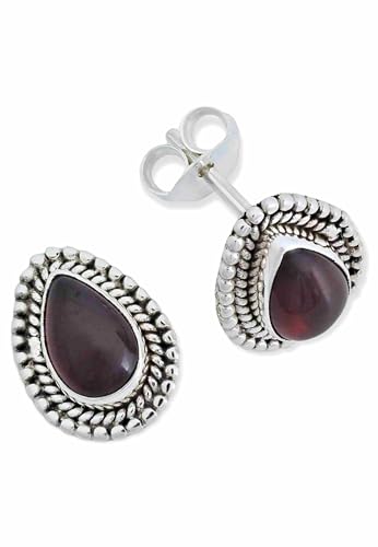 Ohrstecker 925 Silber Granat Roter Stein Edelstein Ohrringe