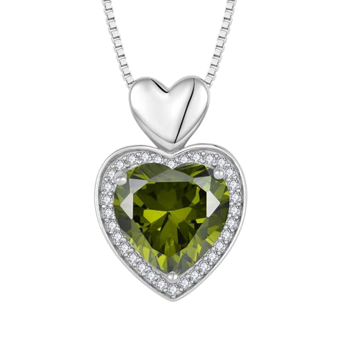 Fj Herz Kette Damen 925 Sterling Silber Peridot