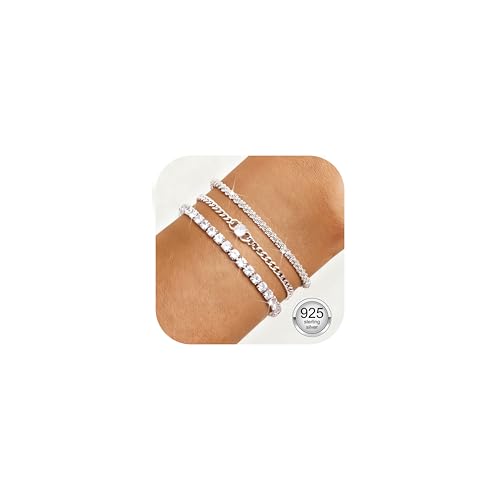 Finrezio 3 St Ck Tennis Armband Damen Silber