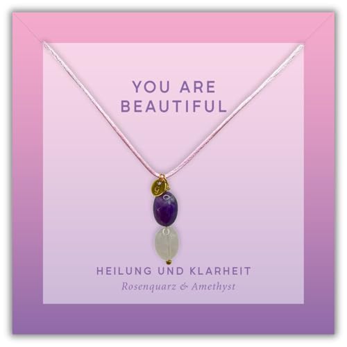 Neu Happymaker Heilstein Kette Damen Edelstein Halskette Mit