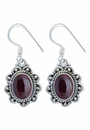 Ohrringe 925 Silber Granat Roter Stein Edelstein Ohrh