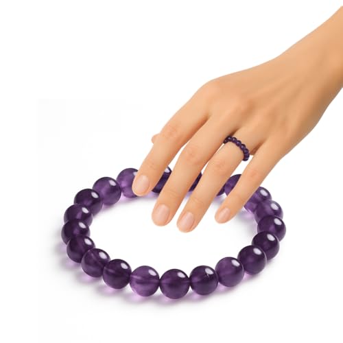 Puraja Edelsteinring Aus Echtem Naturstein Amethyst Elastischer Anti