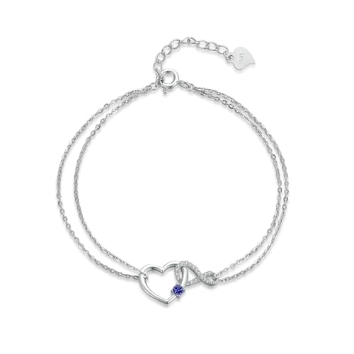 Immobird Armband Damen 925 Sterling Silber Tansanit Infinity