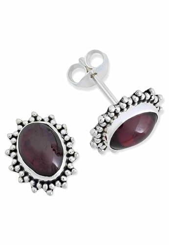 Ohrstecker 925 Silber Granat Roter Stein Edelstein Ohrringe