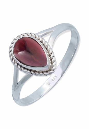 Mantraroma Ring Silber 925 Damen Granat Edelstein Rot