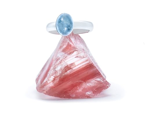 925 Silber Ring Mit Aquamarin Naturstein 8x6mm Verstellbaren