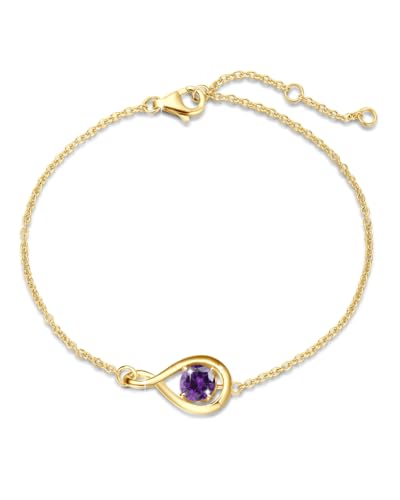 Fancime Amethyst Armband Februar Geburtstein Armkette 925er Sterlingsilber