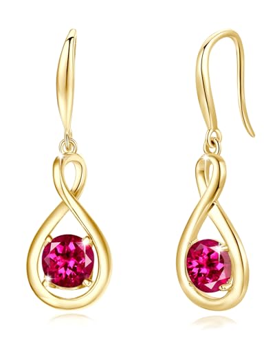 Fancime Rubin Ohrringe Sterlingsilber 925 H Ngend Gelbgold