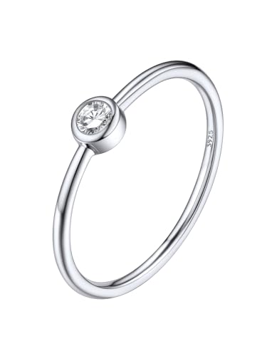 Silorva Damen Schlichter Zirkonia Ring Mit Wei Em