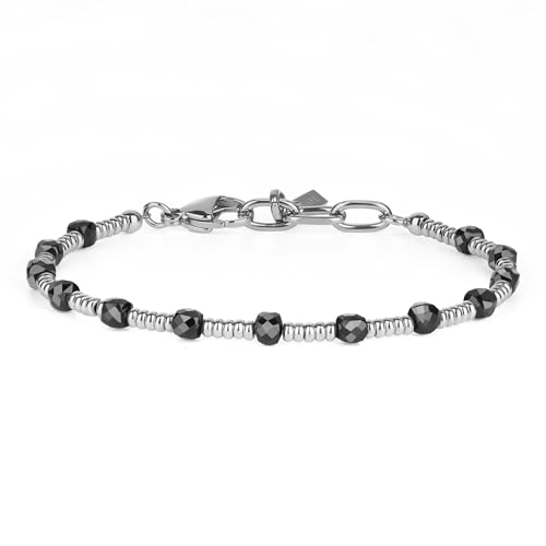 Gavu Edelstein Perlenarmband Aus Facettiertem Spinell Und Edelstahlperlen