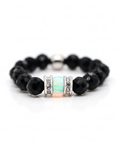 Liberty Angels Opal Ring Mit Schwarzem Turmalin Aus