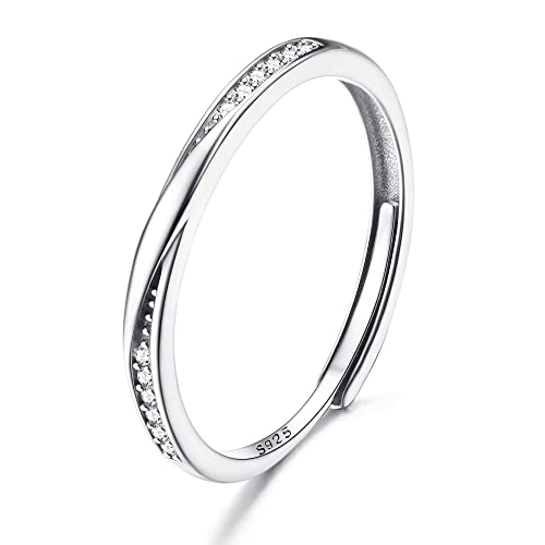 Jewebella 2mm Sterling Silber 925 Ring Damen Verstellbare