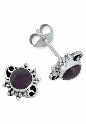 Ohrstecker 925 Silber Granat Roter Stein Edelstein Ohrringe