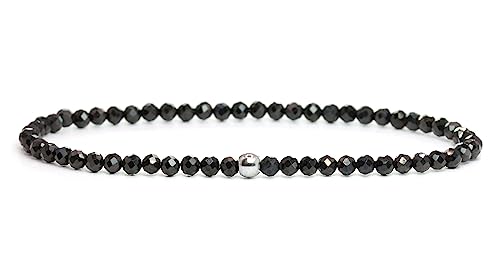 Echtes Schwarzer Spinell Edelstein Armband Mit Facettierten 3mm