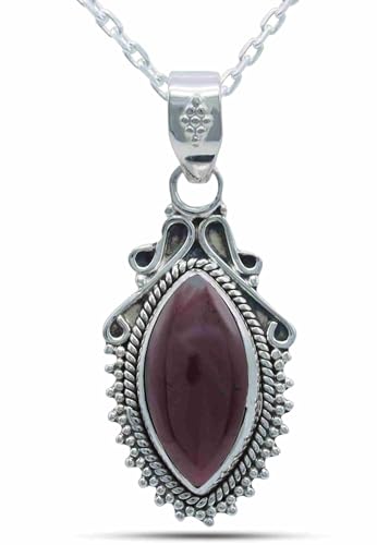 Echt Silberkette Mit Granat Roter Edelstein Damen Kettenanh