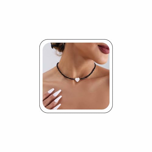 Wendalern Schwarzer Onyx Choker Halskette Mit Nachahmung Kristall