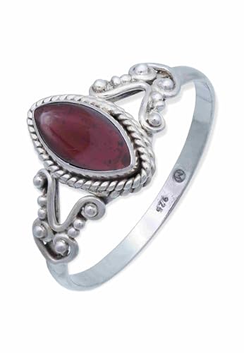 Mantraroma Damen Ring Silber Mit Stein Granat Edelstein